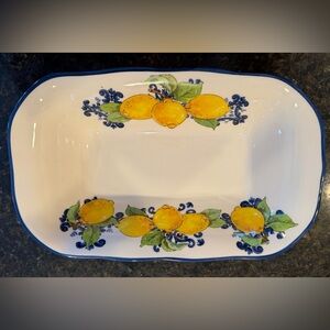 Bizzirri Italy Lemon Design Rectangular Serving Dish handmade in Italy